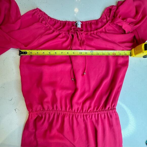 Vintage Cache Flowy Chiffon Pink Mini Dress Medium - Picture 9 of 13